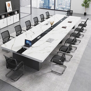 Large imitation marble conference table customized long table simple modern meeting office training conference room table and chair combination 2.0m conference table