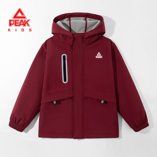 匹克童装儿童外套秋冬款2025新款男童保暖软壳衣服冬季女童防水运动服 【加绒软壳衣】车厘子红 160