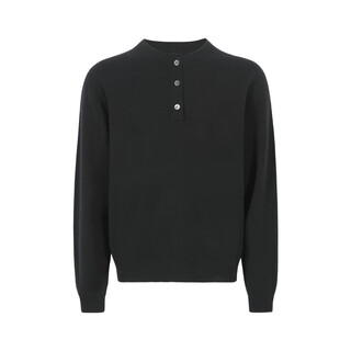 Lezora superfine merino cashmere cashmere autumn and winter loose henley neck sweater for men black s