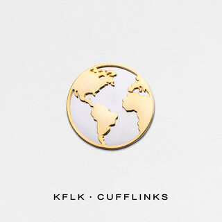 Kaflink gold and silver contrast color three-dimensional map round badge collar button collar corner button men's suit suit metal badge breast buckle gold and silver contrast color brooch - three-dimensional map 1 piece