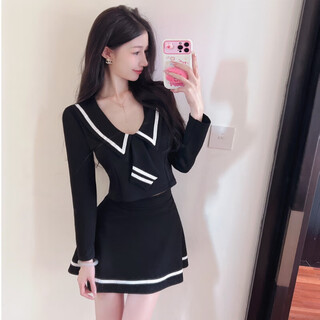 Age-reducing night club work two-piece women's sauna foot bath club work clothes dress black s