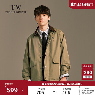 Teenie weenie bear men's simple jacket 2025 autumn and winter new casual retro fashion trend jacket dark khaki l