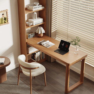 Shoukui solid wood corner desk bookshelf integrated computer desk log style writing desk study desk corner desk color size specifications can be customized