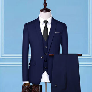 Suit suit men's three-piece suit spring and autumn new casual work professional wear groom wedding dress men's blue single suit s s80100jin jin equal to 0.5 kg wear