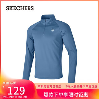 Skechers men's and women's same style slim long-sleeved sports t-shirt stand collar comfortable top p424m192