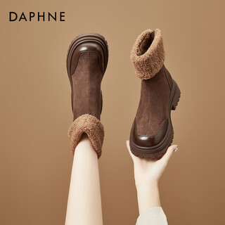 Daphne martin boots women's winter retro thick-soled short boots lamb wool warm snow boots new cotton boots brown 38