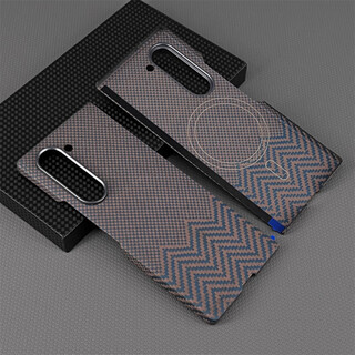 Samsung (samsung) original quality suitable for samsung galaxy mobile phone case fold6 magnetic floating aramid thin kevlar fold large hole m pattern golden blue/single back cover magnetic suction model samsung galaxy z fold 6