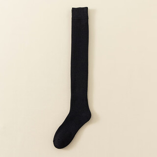 Shijanu autumn and winter thickened terry socks for women, warm calf socks, jk long cotton socks, black silk, black over the knee, 3 pairs, one size fits all