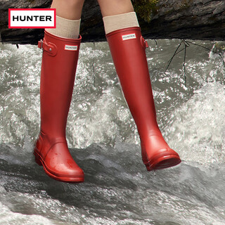 Hunter rain boots outdoor camping women's shoes wellington classic british waterproof anti-slip knight boots women's long boots high boots matte army red/mlr 38