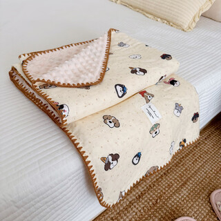Baby double-layer gauze soothing beanie blanket in summer, korean style, cute, baby nap, autumn and winter air-conditioned quilt, cute - thin, not quilted 80*110cm