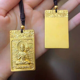 Chow tai fook gold store's same style gold pendant buddha 999 protects one's destiny manjushri samantabhadra gold-wrapped silver tathagata necklace alchemy pendant the general trend is a horse wrapped in gold about 1 gram