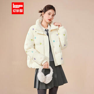 Ief/aiyifu 2025 winter new french style sweet and gentle commuting temperament white duck down warm down jacket full apricot s