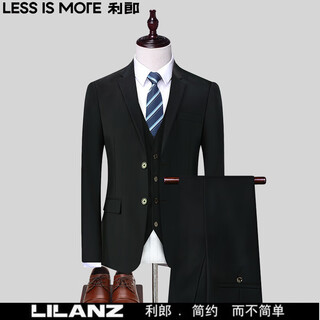 Less is more lilang men's suit suit business slim suit three-piece groomsman groom wedding dress workplace formal black m