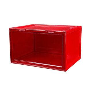 Hualeji colorful acrylic shoe box plastic transparent aj sneaker storage box thickened dormitory shoe storage combination shoe cabinet wall side door-red (6 pieces) 36x28x22cm