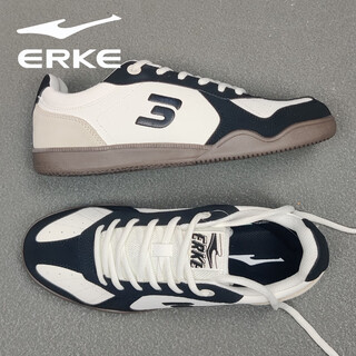 Hongxing erke (erke) men's shoes 2025 autumn and winter new style retro splicing casual trendy moral training shoes versatile soft sole comfortable sports shoes microcrystalline white/true black 42