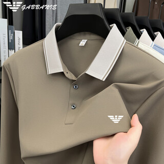 Ax armani spring and autumn new lapel polo shirt for men, casual fashion, versatile long-sleeved thin t-shirt, high-end free 25612 gold tea brown 3xl 56 (suitable for weight 170-190jin jin equals 0.5 kg)