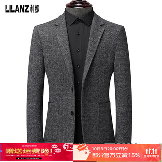Lilang fashion men's wool suit spring and autumn style middle-aged men's casual uniform casual men's suit jacket gray check s 165/84