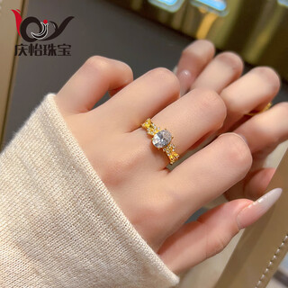 Qingyi gold star dove egg ring for women 2025 new 999 pure gold niche design ring as a gift for girlfriend, 22 circle number, gold approximately 1.5g-1.6g