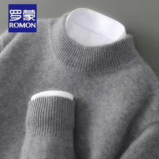 Romon's new autumn and winter thickened half turtleneck pure wool sweater men's pullover loose knitted bottoming warm men's sweater dark gray half turtleneck l