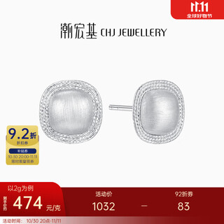 Chao acer bo ya fangyuan platinum earrings for women pt950 earrings with brushed geometry as a gift for your girlfriend. priced labor cost 290 yuan, 2g, one pair (free silicone earplugs)