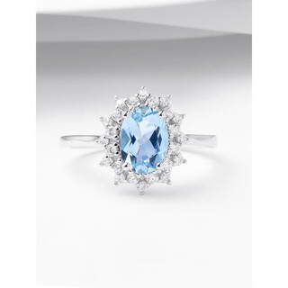 Everlasting leaf .3 carat aquamarine princess diana style 925 silver ring female gemstone personalized original no. 9