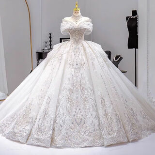 Shandongshaonv main wedding dress bride 2025 new texture one-shoulder small french heavy industry pregnant woman tail white tail wedding dress + three-piece set 2xl