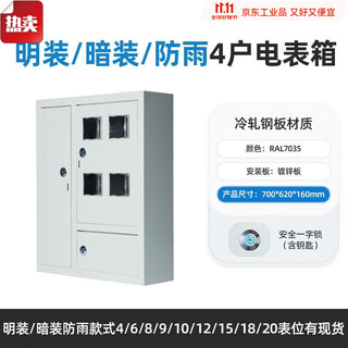 Open switch main meter box complete set 304 stainless steel single three-phase light and dark assembly electric box plug-in card rental house multi-family meter box customization 4-position light/concealed (iron) meter box