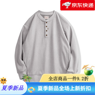 Maden workwear american retro henry collar woolen sweatshirt half-breasted casual sports long-sleeved bottoming shirt men's spring floral gray m