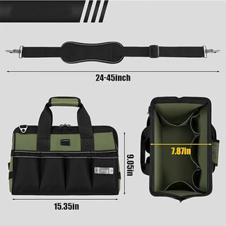 Ouyin multifunctional tool kit repair and installation electrician oxford cloth wear-resistant storage portable waterproof portable tool military green 15 inches