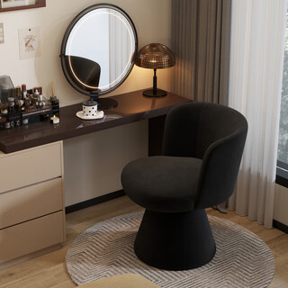 Svago modern minimalist makeup stool girls' bedroom rotatable chair designer light luxury dressing table stool 360 rotation | black skin-friendly velvet