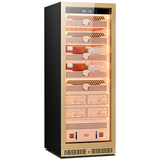 Kelong 608c cigar cabinet, constant temperature and humidity, water ion ammonia removal, smart wifi, iot control, air-cooled cedar wood liner shelf, alcohol feeding, water circulation compressor, refrigeration cigar cabinet, rose gold 2-wake humidifier box + cedar wood liner shelf + purified ammonia + wifi
