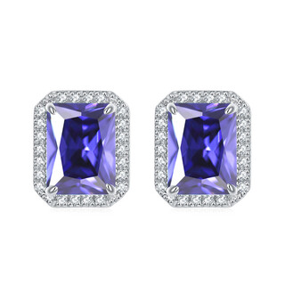925 square diamond zircon gemstone earrings rectangular crystal earrings jewelry earrings high quality wholesale tanzanite blue december 925 silver