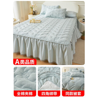 Fantasy cotton bed skirt single piece thickened quilted princess style washed cotton non-slip bedspread with skirt for all seasons baby orchid (class a quality) single piece bed skirt 120cmx200cm