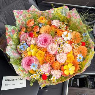 Baihuaguan flowers, roses and dopamine bouquets, high-end niche birthday gifts for girlfriends and wives, same-city delivery within 1 hour, colorful garden | dys21