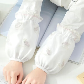 Changyin sleeve women's office down jacket autumn and winter work anti-dirty sleeves lace double layer short sleeves student protective sleeves lace carrot short white