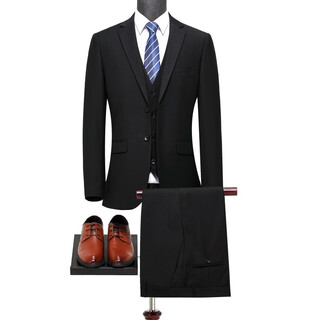 Hart marx youngor shopping mall same style men's suit suit business casual groom wedding dress high-end professional formal companion 1826 black (three-piece suit) m 170/46 (please leave a message for what size pants you want)