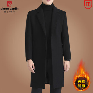 Pierre cardin 2025 autumn and winter woolen coat men's mid-length korean style casual windbreaker winter thickened woolen coat black xl recommended weight 140-155jin jin is equal to 0.5 kg