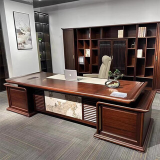 Solid wood executive desk new chinese style boss desk office simple modern chairman president desk and chair combination 2.2 meters desk (ebony wood)