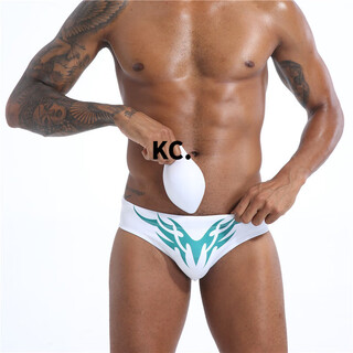 Kaooseen anti-embarrassing cup swimming trunks men's triangle swimming hot spring shorts low-waist sexy sponge crotch protector quick-drying swimsuit triangle white (built-in cup is removable) m recommended 100-119 jin jin equals 0.5 kg