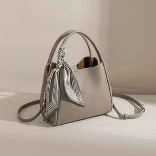 Handbags for women 2025 new fashionable and atmospheric bucket women's bags for mothers, bags for middle-aged women, crossbody bags for women, elephant gray, free silk scarf