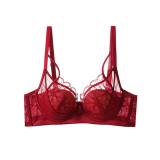 Ai mu autumn and summer zodiac year sexy red underwear set for women push up small breasts soft steel ring anti-sagging french lace thin bra ancora red (please take one size larger) 85c 90 (90b)