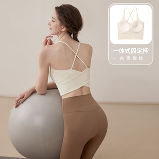 Youyou sports bra shockproof high-intensity pilates fitness yoga bra vest j15006t1t beige m