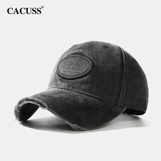 Cacuss denim broken baseball hat women's summer versatile broken fashionable peaked hat men's large head visor black one size adjustable (657-59cm)