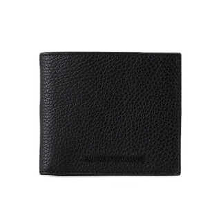 Armani (armani) ea men's bag wallet black grained calfskin banknote compartment flap bi-fold short credit card bag 2025 new black regular