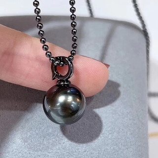 Reza genuine black gold series necklace pendant buckle tahitian black pearl fashion round certificate dark tahiti 10-11mm