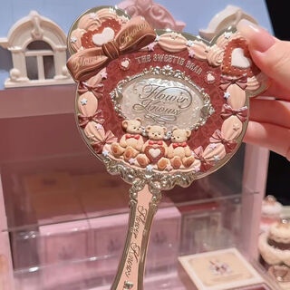 Flower know new product flower know shell pearl hand-held mirror princess style ocean mermaid high-looking cosmetic mirror mini pendant sweetheart bear hand-held mirror (caramel brown) 1 piece