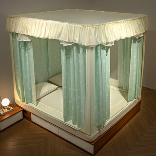 Yonghuan qiangongfang mosquito net for home bedroom 2025 advanced thickened bracket baby anti-fall children's back-to-back ancient bag with blackout curtain - green leaf wizard back-to-back strap style - class a tent applicable to 1.5m bed - width 150x length 200x height 170