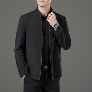 Lilang 2025 new lilang autumn jacket men's stand collar business middle-aged men's executive casual jacket dad's top black 2xl 185/100