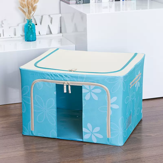 Yusenyi storage box home storage storage box organizing box clothes storage home oxford cloth large capacity blue flower 66l (50x40x33) 4-66l (50