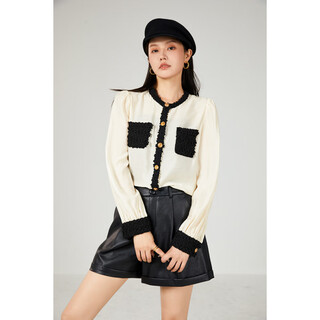 Ksoeur k sister acetic acid fragrance foggy acetic acid + chiffon embroidered temperament contrasting shirt for women apricot xs